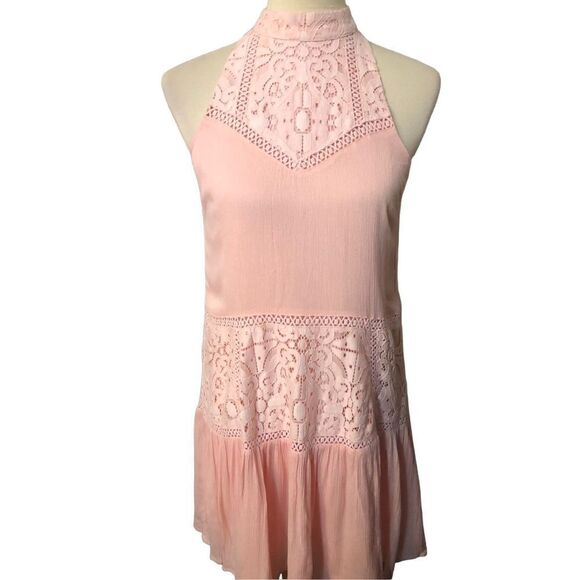 Gianni Bini Blush Pink Halter Strapless Lace Overlay Dress - Size XS - Picture 2 of 14
